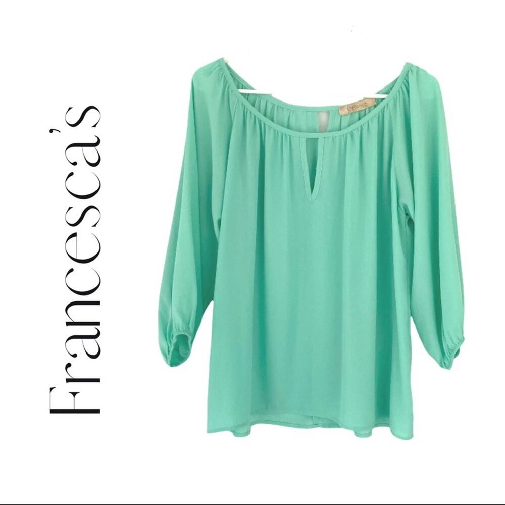 Francesca’s Bright As Day Teal Blouse